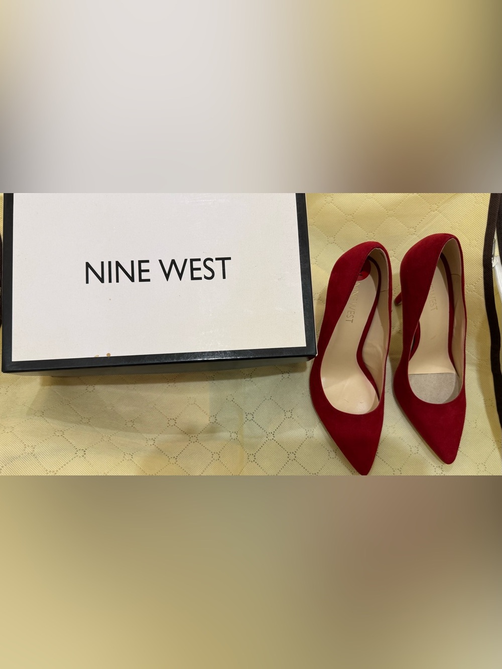 Nine West Red Suede Pointed-Toe Pumps